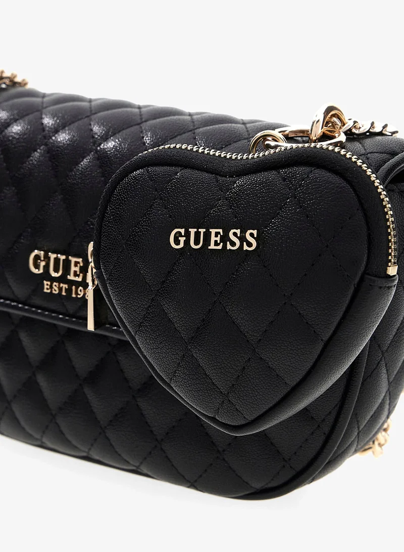 Guess Black Atabey Quilted Convertible Shoulder Bag for Women | Best Price UAE
